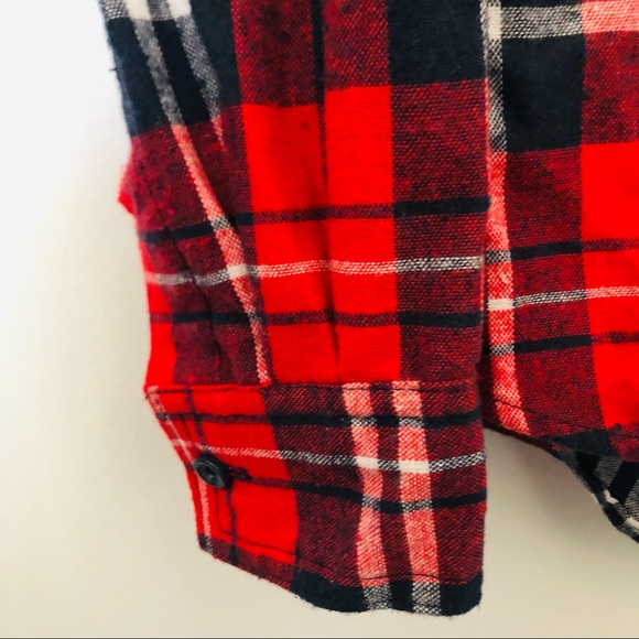 Girls Flannel Hooded Sweatshirt Red Medium - Picture 4 of 6